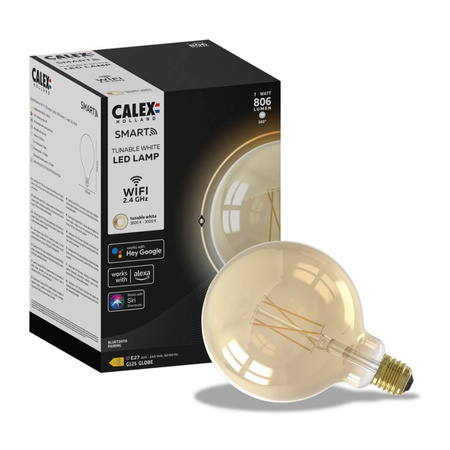 Dekorative Leuchtmittel E27 G125 SMART WiFi 7W 806lm TUYA Filament CALEX Globe Gold