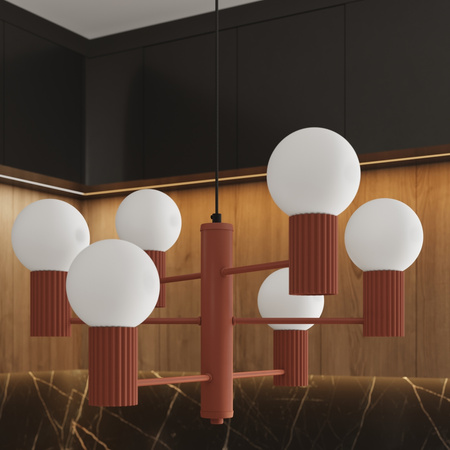 Kronleuchter Pendelleuchte 6x G9 Aluminium Ocker Rot Halo French Sky SL.1833 Sollux