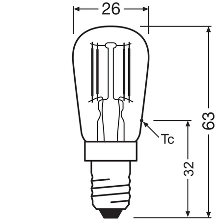 LED Leuchtmittel E14 T26 2,8W = 25W 250lm 6500K Kalt 320° OSRAM STAR Filament