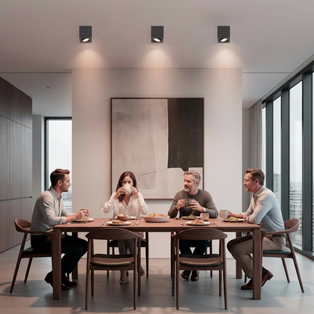 Halogen-Aufbauleuchte GU10, Aufbauspot Quadrat beweglich Schwarz AMAT-M LUMILED