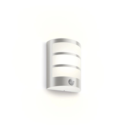 PYTHON 3.8W Bewegungsmelder LED Gartenlampe 2700K Warm IP44 Silber PHILIPS