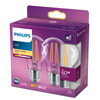 Set mit 2x LED-Glühbirne E27 A60 7W = 60W 806lm 2700K Warmfilament PHILIPS