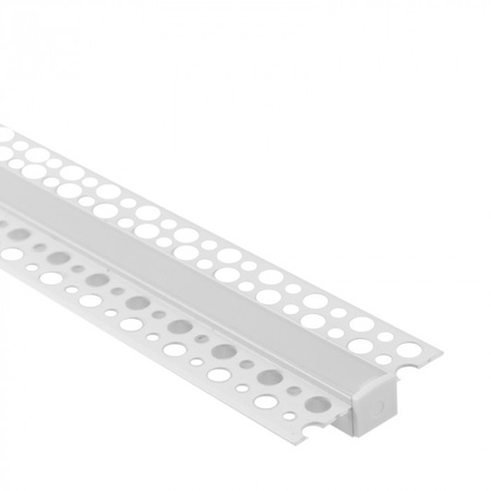 LED-Profil aus Aluminium für Gipskarton REGIPS Unterputz weiß 1m mit mattiertem Diffusor für LED-Streifen + Kappen Ecolight GP Serie