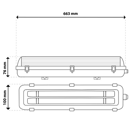Hermetische Feuchtraumleuchte LED 2x T8, G13 Leuchte IP65 60cm HERSO LUMILED
