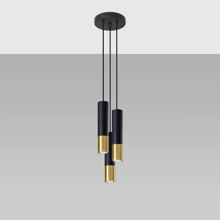 LOOPEZ 3P Hängeleuchte 3xGU10 Elegant Schwarz und Gold SOLLUX