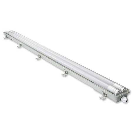 Schlagwettergeschützte Leuchte 120cm 2xT8 G13 IP65 + LED-Leuchtstoffröhren 18W 4000K Neutral Masterled