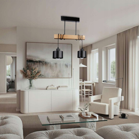 Masterled Deckenleuchte 2x E27 Schwarz Braun Elza Pendelleuchte