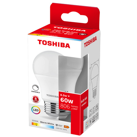 LED-Lampe E27 A60 8.5W = 60W 806lm 3000K Warm Dimmbar TOSHIBA