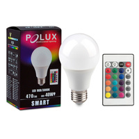 LED-Lampe E27 A60 8,5W = 60W 806lm 3000K Warm RGB 200° GOLDLUX (Polux) + PILOT