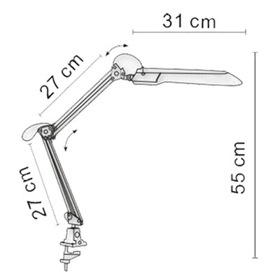 LED Zeichnung Schreibtischlampe 7W 480lm 4500K 120° Schwarz mit Halterung