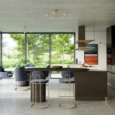 LOOP Kronleuchter Deckenleuchte 5xE27 Gold Glanz Industrial SOLLUX