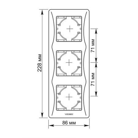 Horizontaler Rahmen für Steckdosen Dreifach Aufputz Schwarz BINERA VIDEX