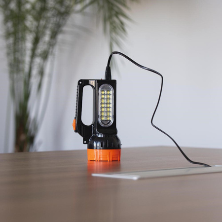 Taschenlampe wiederaufladbar Suchscheinwerfer Werkstatt Solar LED 1,5W 150lm vorne / 2,1W 500lm seitlich LB0169 LIBOX