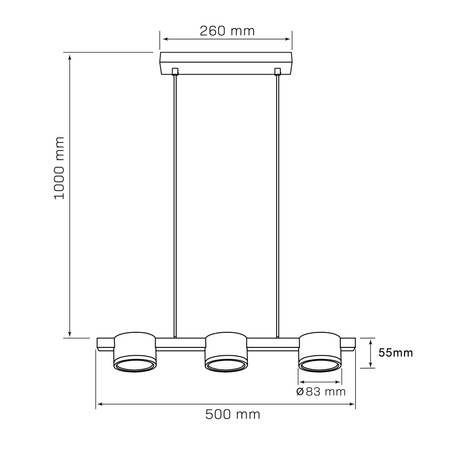 Hängelampe 3x GX53 Schwarz Gold MIRELLA Sanico Goldlux
