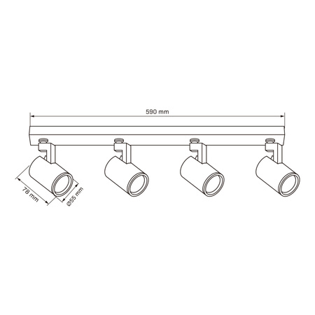 Wand- & Deckenstrahler 4x GU10 Schwarz LYNX Sanico Goldlux