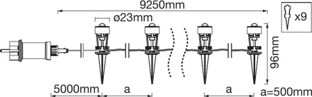 LED dekorative Lichtpunkte 6W 3000K warm ENDURA GARDEN 9 Dot LEDVANCE
