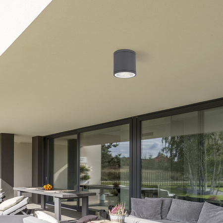 Outdoor LED Garten Deckenleuchte AKRON GU10 IP54 Deckenaufbauleuchten Tube Anthrazit RABALUX