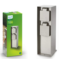 Elektrischer Gartenmast ROCK 2x Steckdose 230V IP44 Silber PHILIPS