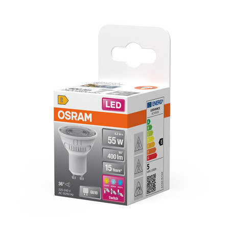 LED-Lampe PAR16 Reflektor GU10 4.2W = 55W 400lm 2700 - 4000 - 6500K CCT 36° SUPERSTAR Osram