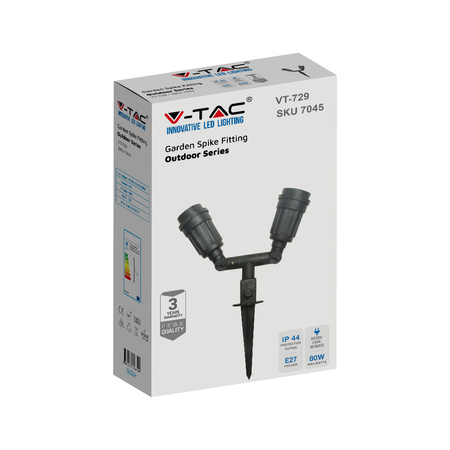 Gartenlampenreflektor 2xE27 beweglich schwarz VT-729 V-TAC