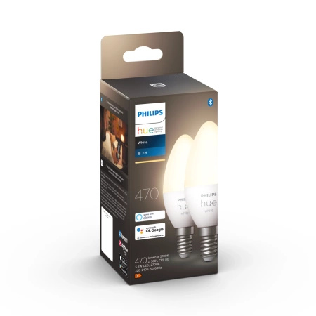 2PAK LED-Lampe Kerze E14 B39 5.5W 2700K Warm PHILIPS HUE Weiß Bluetooth Zigbee