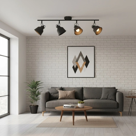 Wand- & Deckenstrahler 4x E14 Schwarz NIKO Sanico Goldlux