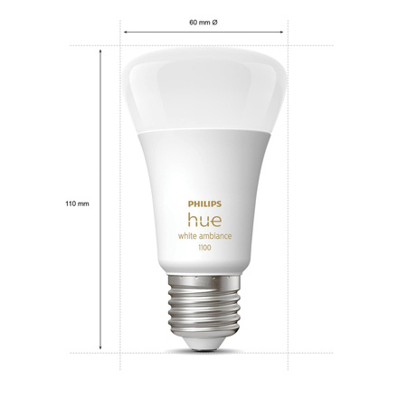 3PAK LED-Glühbirne E27 A60 8W CCT PHILIPS HUE White & Ambiance Bluetooth Zigbee + Hue Bridge + Dimmschalter