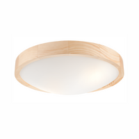 Plafond LED-Deckenleuchte ANELLO 2xE27 Weiß Holz Rund Glasschirm LD.PD-8.2 Lamkur