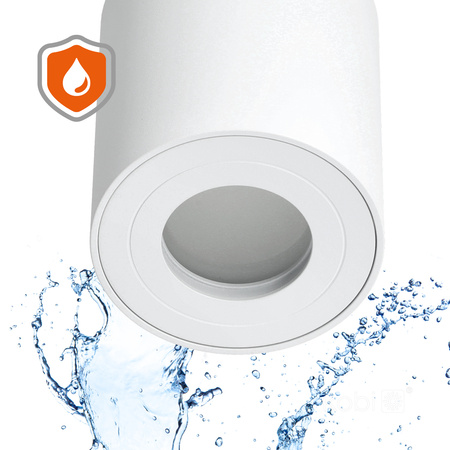 Aufputz-HALOGEN-Wasserdichtes Aluminium-SPOT-TUBE 95 mm IP44 Weiß AQUARIUS RUND Kobi