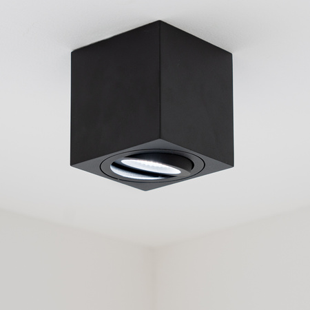 Halogen-Aufbauleuchte GU10, Aufbauspot Quadrat beweglich Schwarz AMAT-M LUMILED