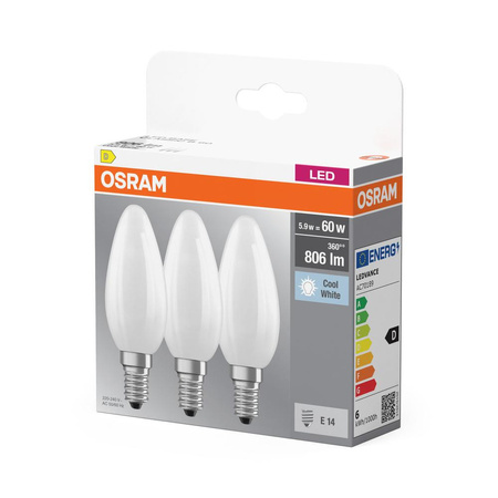 3x LED Lampe E14 B35 5,5 W = 60 W 806 lm 4000 K Neutral 300° Filament OSRAM BASE