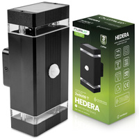 Gartenwandleuchte oben unten 2x GU10 Schwarz Bewegungs- und Dämmerungssensor HEDERA LUMILED