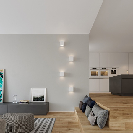 Wandleuchte Wandleuchte LEO E27 Up-Down Keramikwürfel Modern Weiß SOLLUX