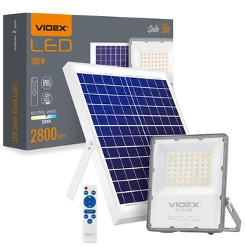 LED Solarstrahler 56x LED 100W 2800lm 5000K IP65 VIDEX Dämmerungssensor mit Fernbedienung