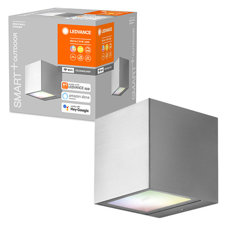 Intelligente LEDVANCE WIFI SMART+ BRICK WALL SILVER GREY Fassadenwandleuchte 14W 550lm LEDVANCE
