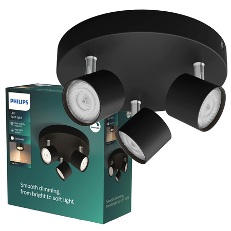 LED STAR Deckenleuchte 3x 4.5W 2700K Dimmbarer Reflektor Moving Luminary Schwarz PHILIPS