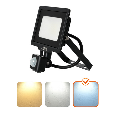 LED-Flutlicht 20W 1600lm 6000K IP44 Schwarz mit Bewegungssensor LED2B KOBI MHC