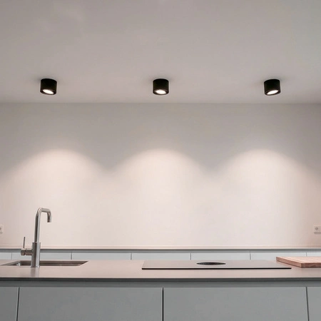 Halogen-Aufbauleuchte GU10, AR111 Aufbauspot 100mm beweglich Runde Tube Schwarz TELES LUMILED