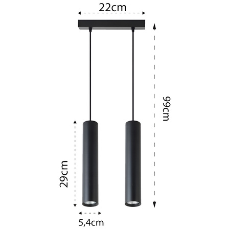 KEON Ceiling Pendelleuchte 2xGU10 Verstellbare Röhre Schwarz MASTERLED