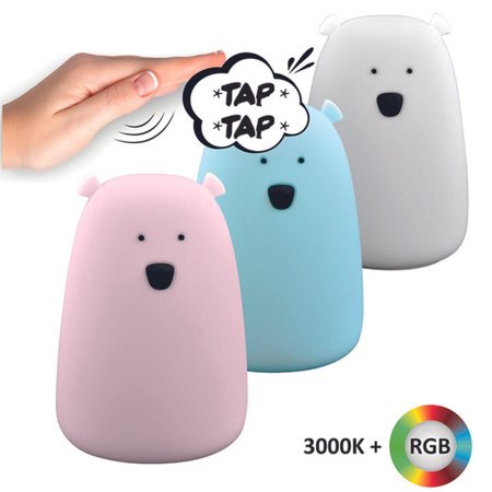 Dekoratives LED-RGB-Nachtlicht mit wiederaufladbarer Batterie Rosa GOLDLUX Bär (Polux) 16cm