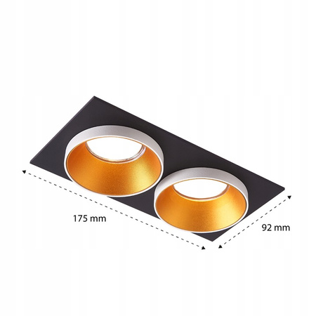 Spot Halogen Flush Mount 2x GU10 Rechteckig Schwarz Weiß Gold Matt Gold Masterled
