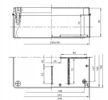 Hermetische Aufputz-Installationsdose S-BOX 516CZ 240x190x90 IP65 PAWBOL