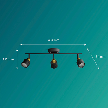 Reflektor-Deckenleuchte 3x GU10 Schwarz-Kupfer Niall Philips