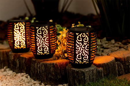 Solar Gartenlampe LED Hängelaterne Flamme IP44 1700K Dämmerungssensor