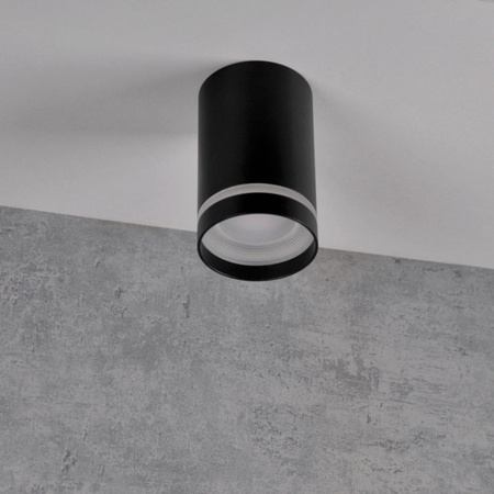 Aufputz FABRI GU10 Tuba Spot rund beweglich schwarzer Glasring GOLDLUX