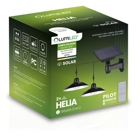 2x HELIA Solar LED Kronleuchter Garten Pendel Decke Sensor Pilot Panel LUMILED