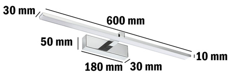 LED-Spiegelleuchte 12W, Badezimmer-Wandleuchte 840lm Chrom neutral 60cm VENUS LUMILED