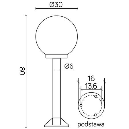 Außenstehende Gartenleuchte POST Balls K 5002/3/K 300 E27 80cm Su-Ma
