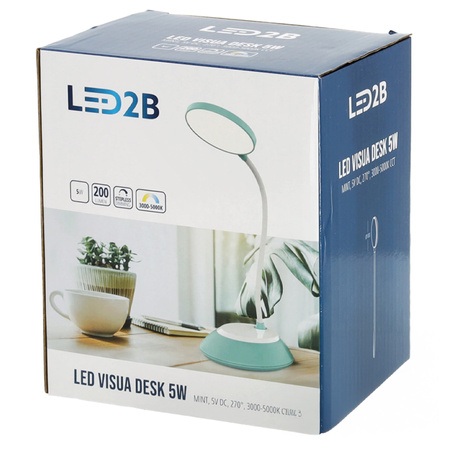 Schreibtischlampe LED 5W Kabellos Dimmbar CCT DIM Mint Kobi