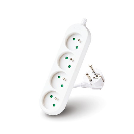Verlängerungskabel Stecker 4 x geerdete Steckdose Steckdosenleiste 1.5m Weiß Linea Kobi